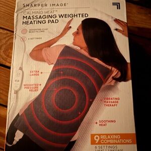 Sharper Image Calming Heat Massaging Weighted Heating Pad - Black and Red